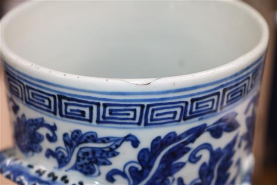 A late 19th century blue and white Chinese dragon vase height 35cm